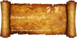 Hohman Márió névjegykártya
